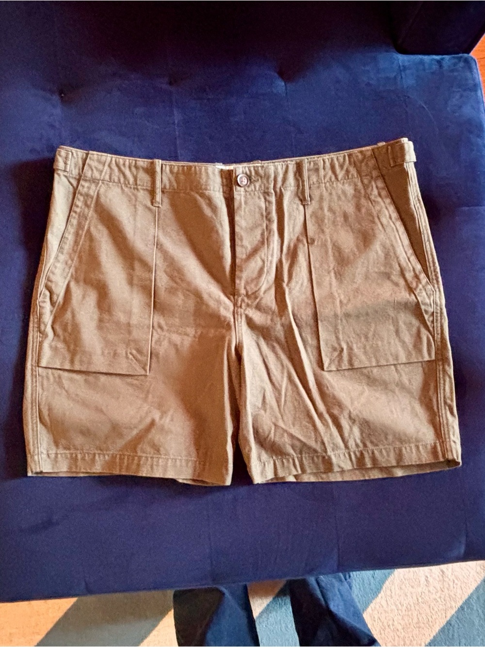 Men's Cargo Shorts in Khaki Green with Front Patch Pockets
